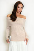 Beige Studded Bardot Top