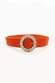 Orange Shell Buckle Woven Belt
