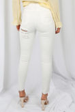White Acid Wash Shredded Back Denim Jeans