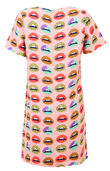 Lips Print Shift Dress in Pink