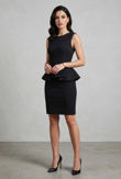 Black & Grey Back Zip Up Peplum Dress