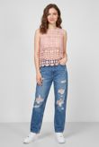 Pink Crochet Mesh Insert Sleeveless Top