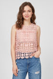 Pink Crochet Mesh Insert Sleeveless Top