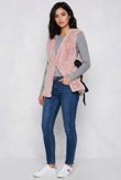 Pink Faux Fur Gilet With Ribbon Sides