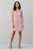 Pink Flower Crochet Netted Shift Dress