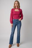 Fuchsia Shirred Cut Out Balloon Sleeve Top