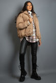Taupe Hooded Puffer Jacket