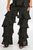 Polka Dot Chiffon Frill Jumpsuit In Black