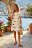 Multicolour Dogtooth Contrast Crepe Shift Dress 