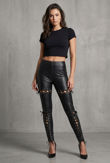 Black Wet Look Lace Up Leggings