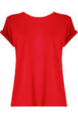 Red Coloured Split Back Short Sleeves Top