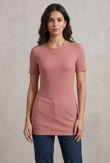 Pink Vertical Stripe Textured Asymmetric Top