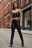 Sequin Bralet With Contrast Straps In Black