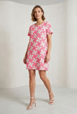 Pink & Cream Patch Print Shift Dress 