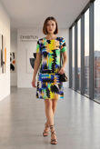 Multicolour Zigzag Print Back Zip Up Shift Dress