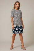 Daisy Floral Print Crepe Shift Dress in Blue 