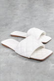 White Quilted Detail Chunky Footbed Sandals