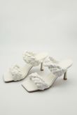 White Braided Twin Strap Mule Heels