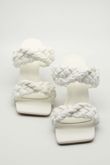 White Braided Twin Strap Mule Heels