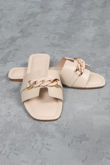 Stone Chain Detail Flat Sandal