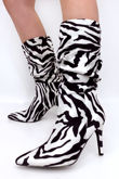 Heeled Stiletto Zebra Slouchy Suede Boots