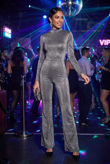 Lurex Polo Neck Jumpsuit in Black