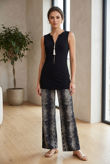 Navy Zip Detail Top & Snake Print Loungewear Set