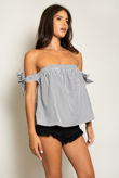 Striped Bardot Top In Black