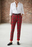 Red Check Belted Trousers