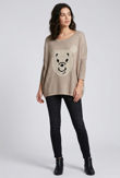 Beige Festive Winter Bear Knitwear 
