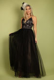 Black Cami Lace Bodice Maxi Dress