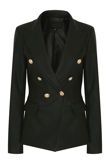 PU Golden Button Double Breast Blazer