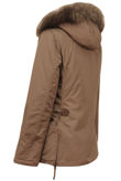 Brown Detachable Fur Collar Parka Coat