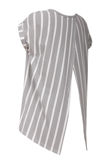 Black and White Straped Split Back Short Sleeves Top 