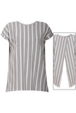 Black and White Straped Split Back Short Sleeves Top 