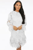 White Floral Embroidery Lined Shift Dress