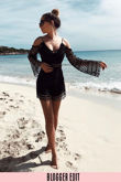 Cold Shoulder Crochet Playsuit In Black