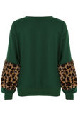 Green Leopard Fur Patched Sleeves Sweatshirt