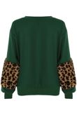 Green Leopard Fur Patched Sleeve Sweatshirt 