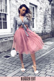 Midi Tulle Skirt In Dusky Pink