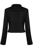 Black Faux Suede Button Front Jacket