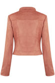 Rose Faux Suede Button Front Jacket In Taupe