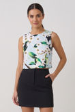 Blue Floral Printed Tailored Crop Top
