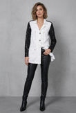 White with Black Sleeve Military Jacket