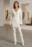 White Ribbed V Neck Jumper & Legging Loungewear Set