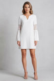 Cream Lace Insert Gypsy Sleeve Shift Dress