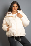 Cream Hooded Puffer Jacket