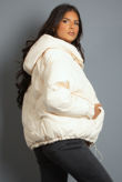 Cream Hooded Puffer Jacket