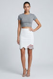 Cream Embroidery Hem Mini Skirt 