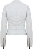 White PVC Quilted and Zipped Trim Turtle Neck Jacket